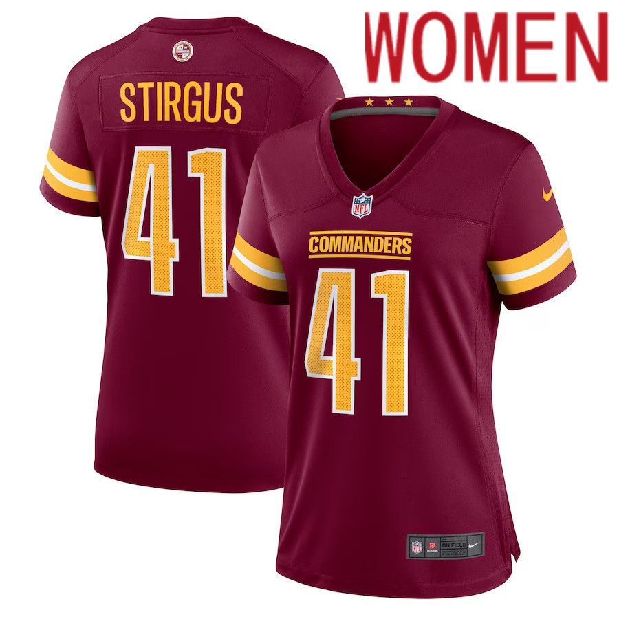 Women Washington Commanders #41 D.J. Stirgus Nike Burgundy Team Game NFL Jersey->women nfl jersey->Women Jersey